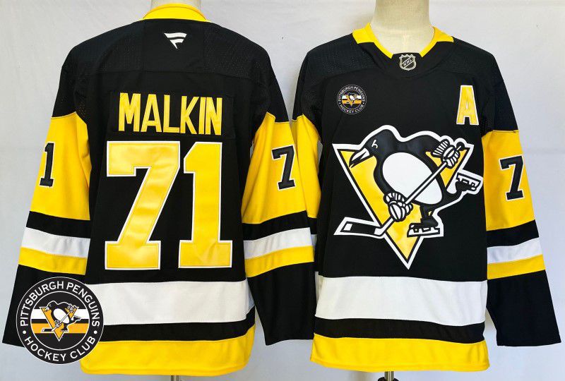 Men Pittsburgh Penguins #71 Malkin Black Fanatics 2025 NHL Jersey style 2